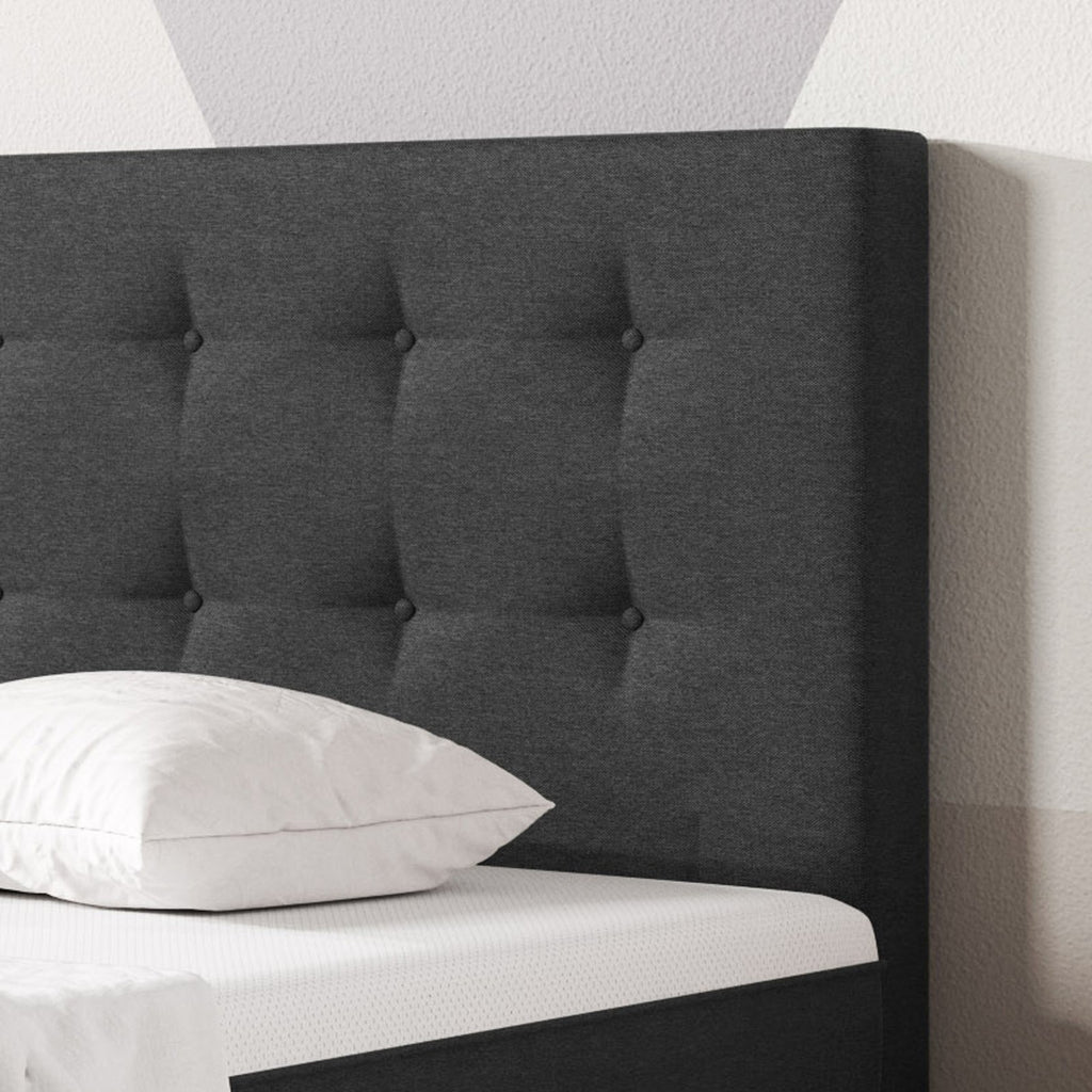 Boxspringbett  Bett 140x200 cm Webstoff Anthrazit mit Topper-Optik Einzelbett