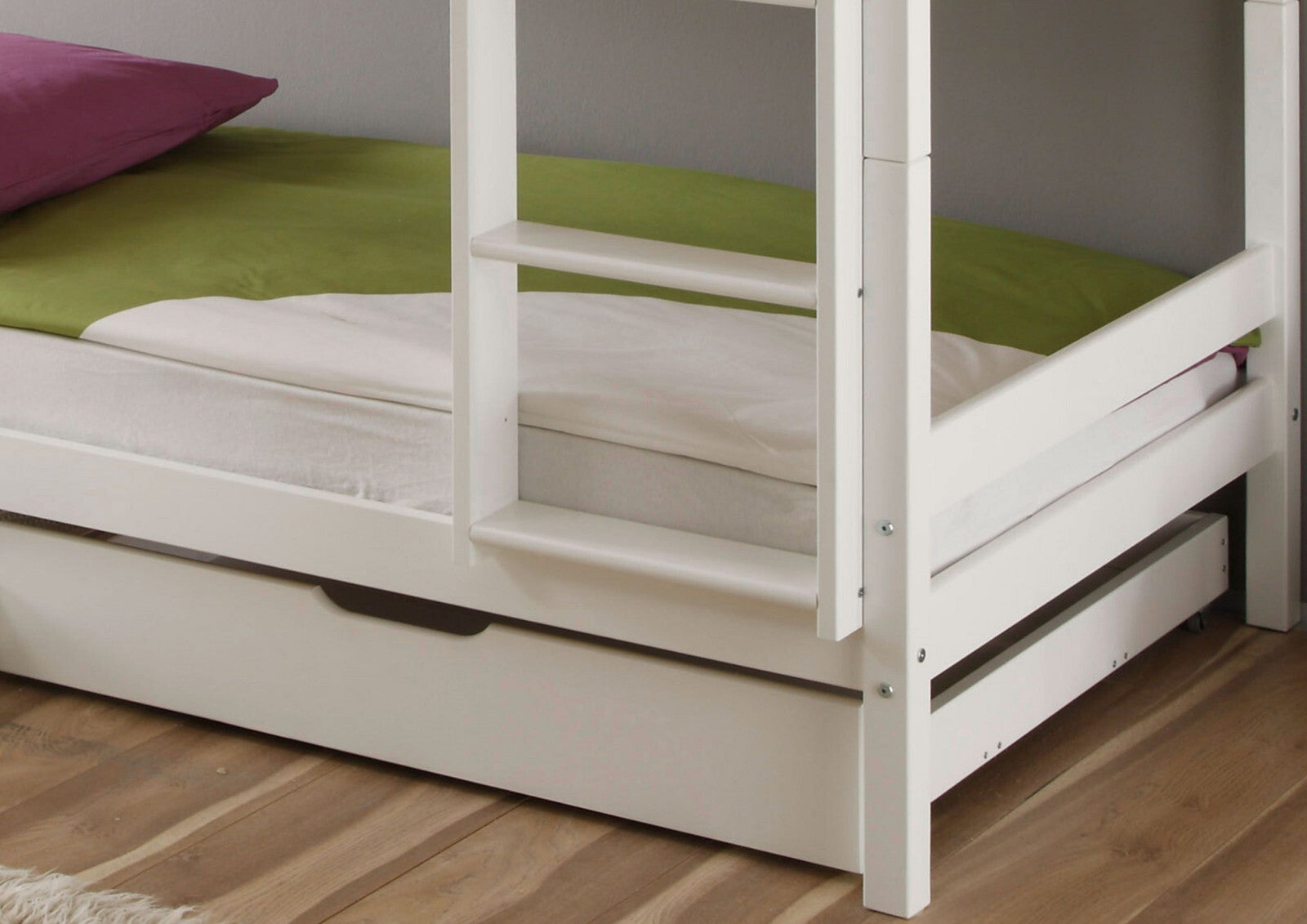 Kinderbett Etagenbett Hochbett Spielbett Stockbett weiss Lattenrost Schublade NE