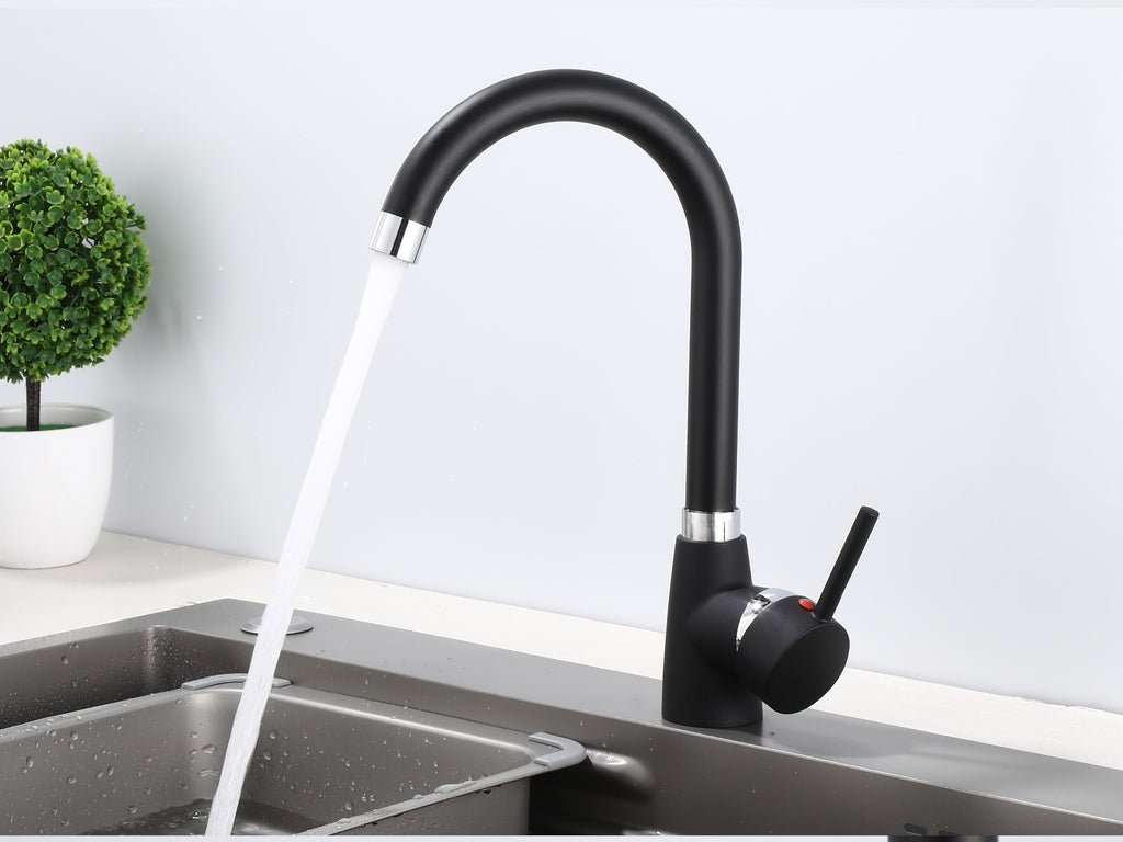 Küchenarmatur 360° Wasserhahn Küche Mischbatterie Spültisch Schwarz GMF801