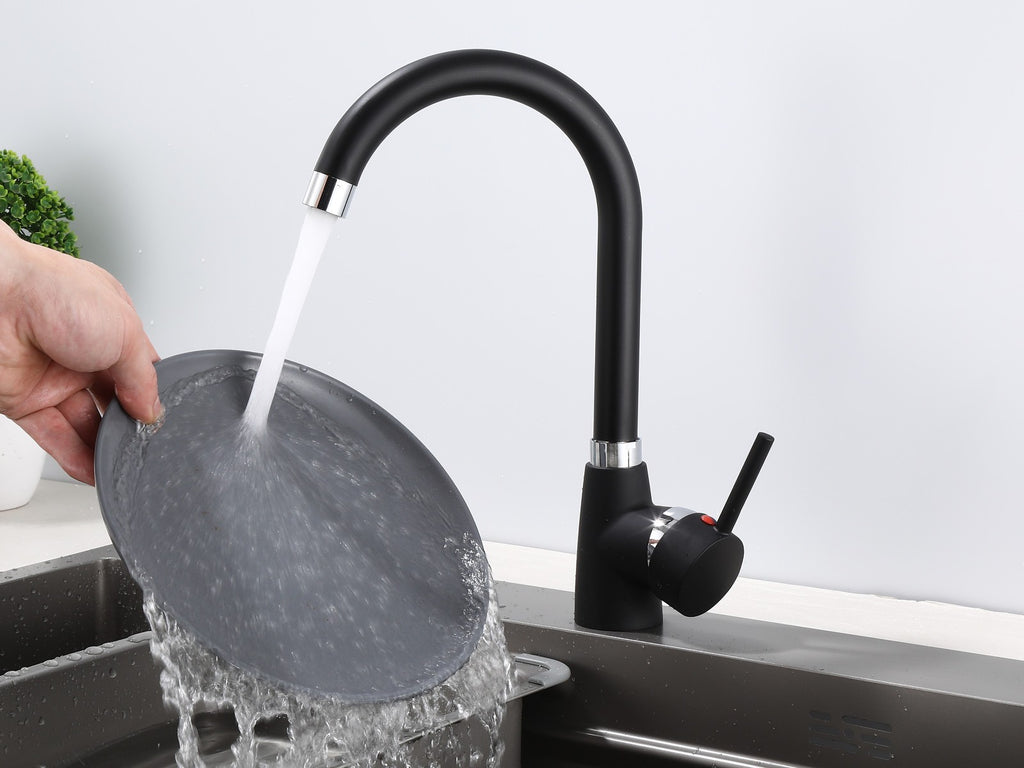 Küchenarmatur 360° Wasserhahn Küche Mischbatterie Spültisch Schwarz GMF801