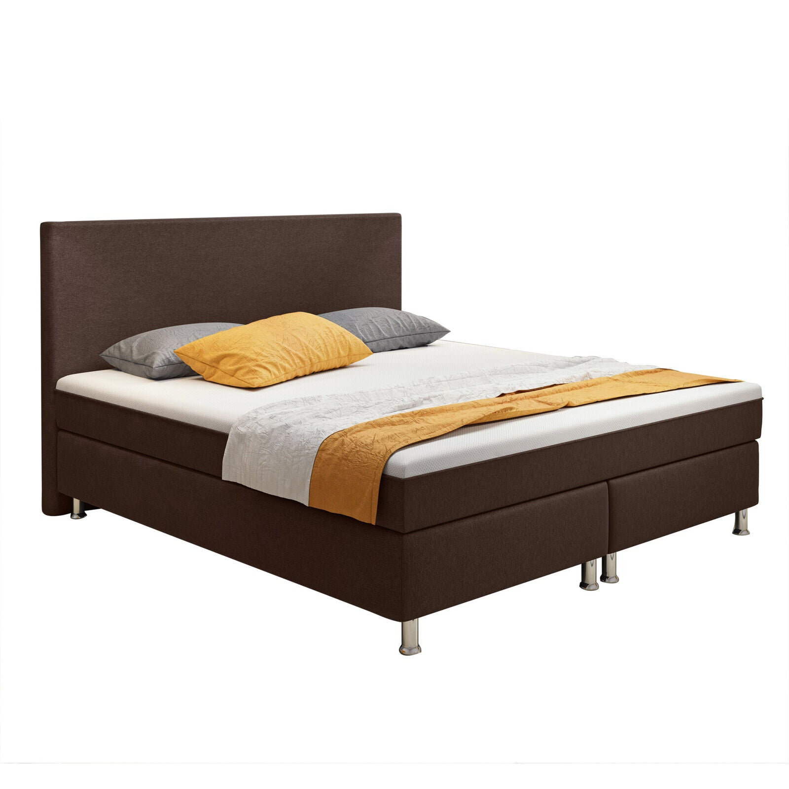 Boxspringbett 180x200 cm Braun Bett Komfortbett Hotelbett Stoff Bett London31736