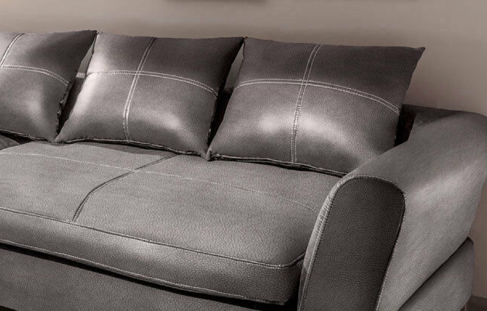 Design Couchgarnitur Grau Sofa K-Leder Eck Sofa Wohnlandschaft Megasofa Links