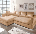 Design Couchgarnitur Beige Sofa K-Leder Eck Sofa Wohnlandschaft Megasofa Links