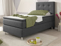 Boxspringbett Bett  90x200 Webstoff Anthrazit Einzelbett Schalafzimmer modern