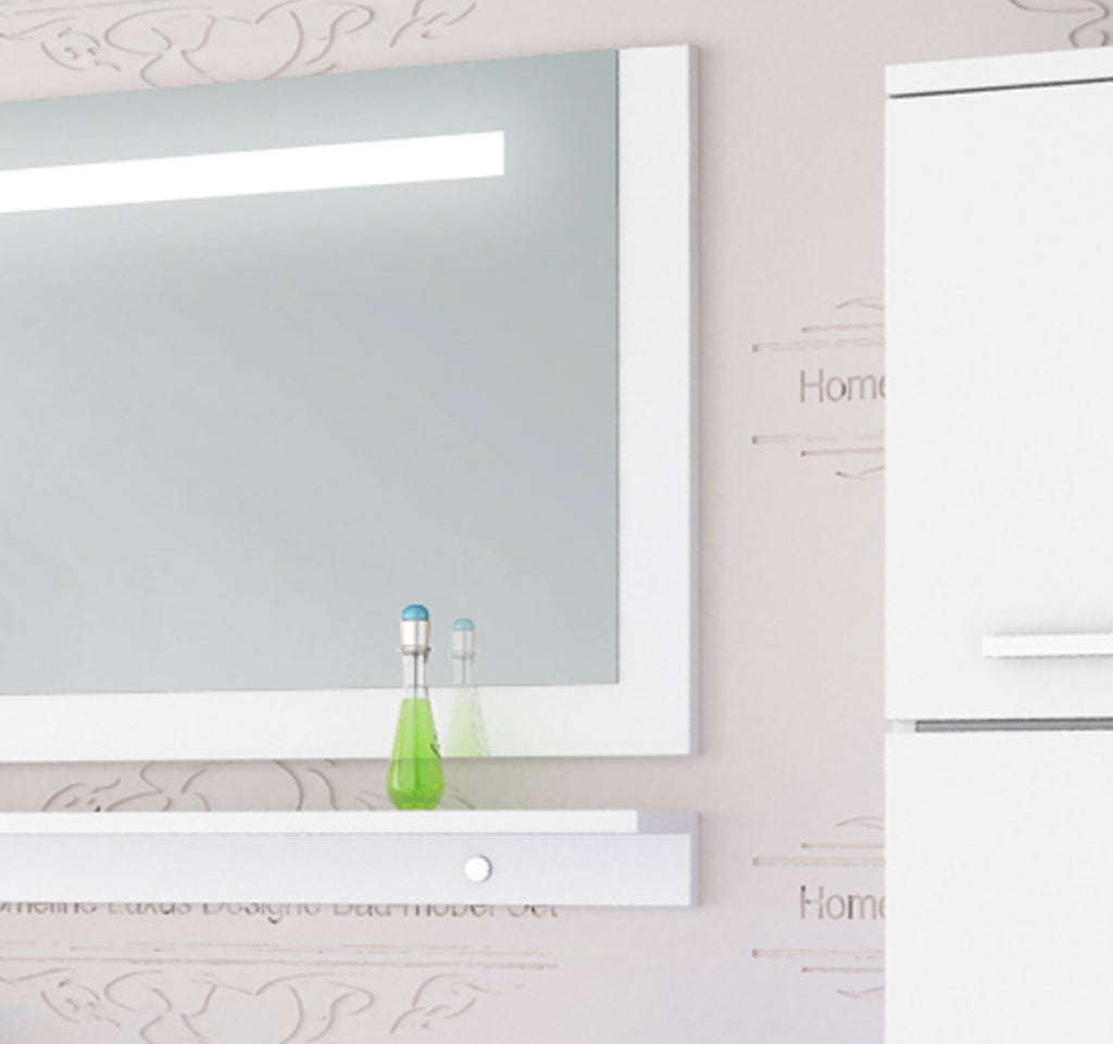Badmöbel set hochglanz weiß Badmöbel Set montiert Touch Led System 120 cm  Bad
