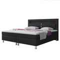 Boxspringbett Milano 180x200 cm Kunstleder Schwarz mit Topper-Optik