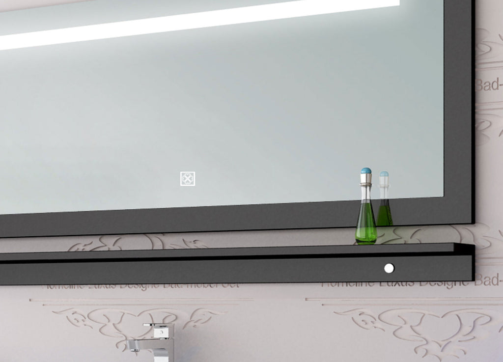 Badmöbel set hochglanz Schwarz Badmöbel Set montiert Touch Led System 120 cm Bad
