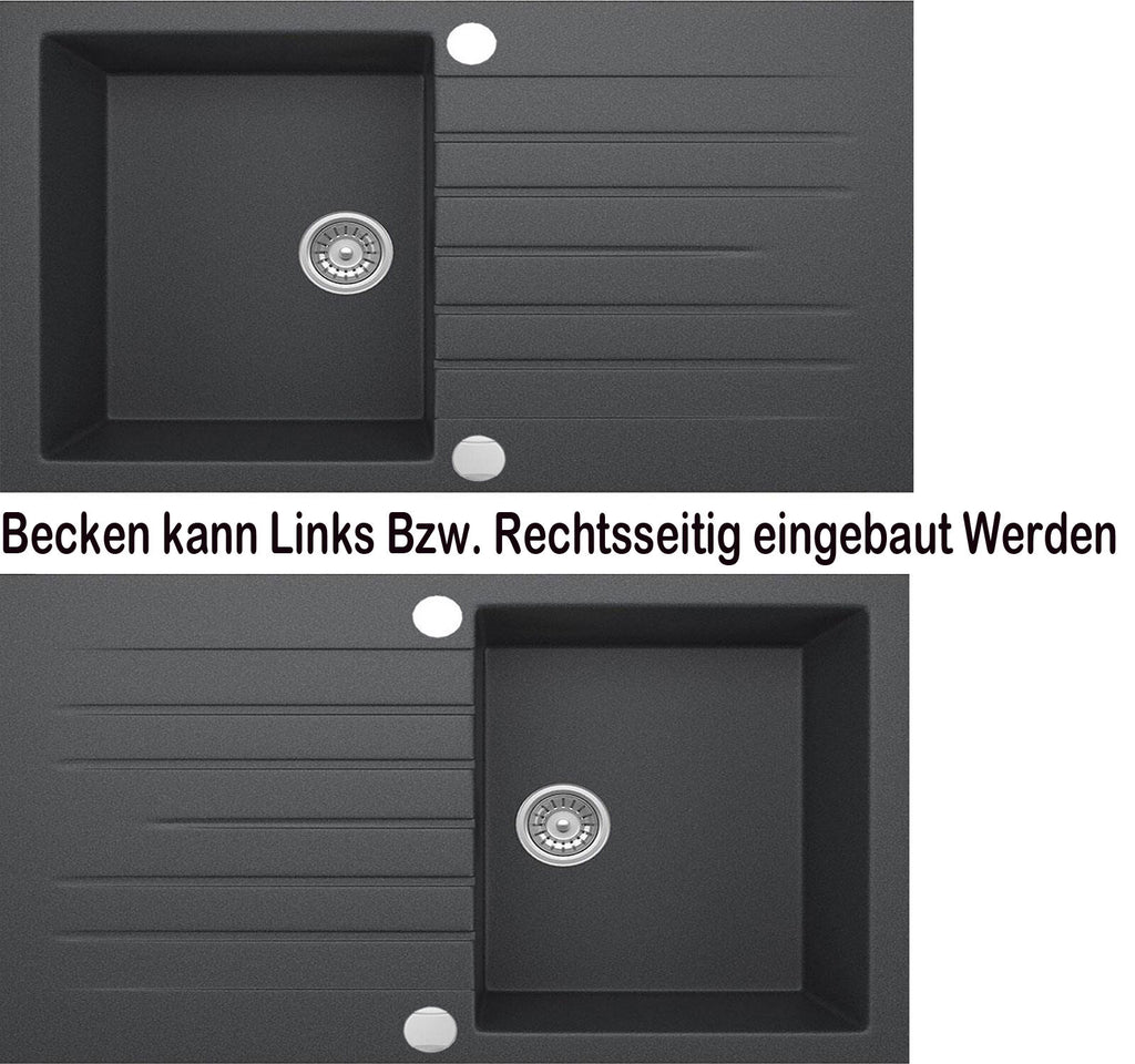 Granitspüle Schwarz Weiß Grau San Küchenspüle Einbauspüle Spülbecken Spüle 76x45