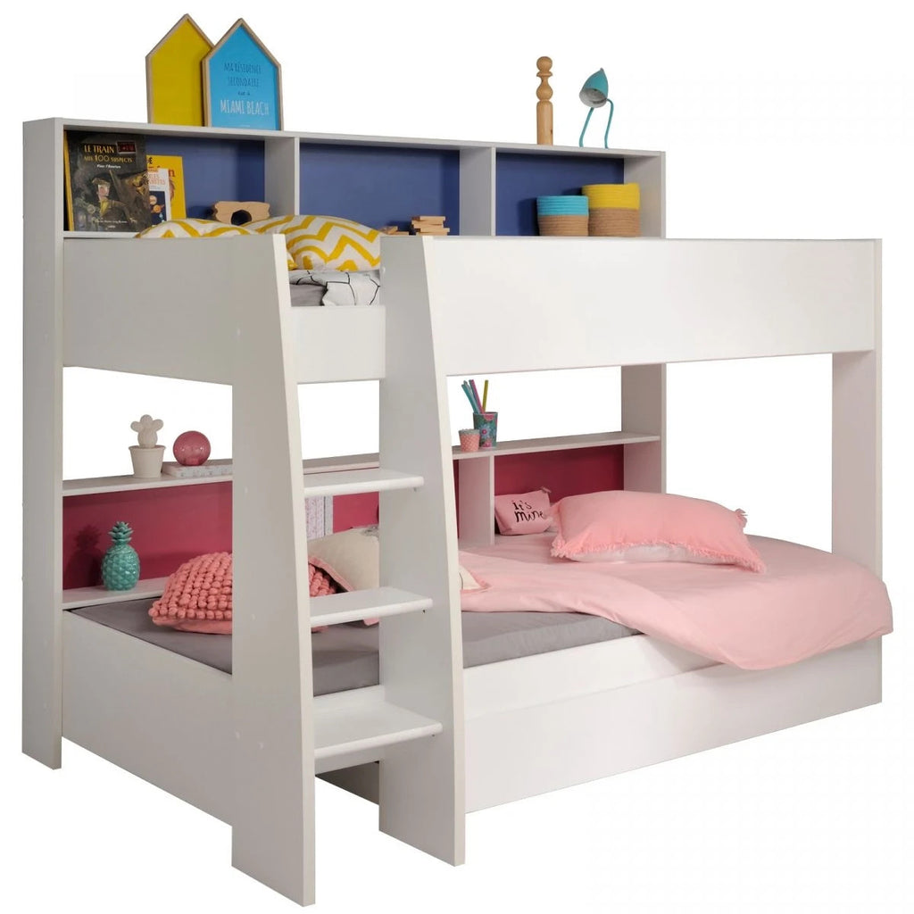Etagenbett "TamTam11" in weiß mit blau oder pink Kinder und Jugendzimmer Hochbet