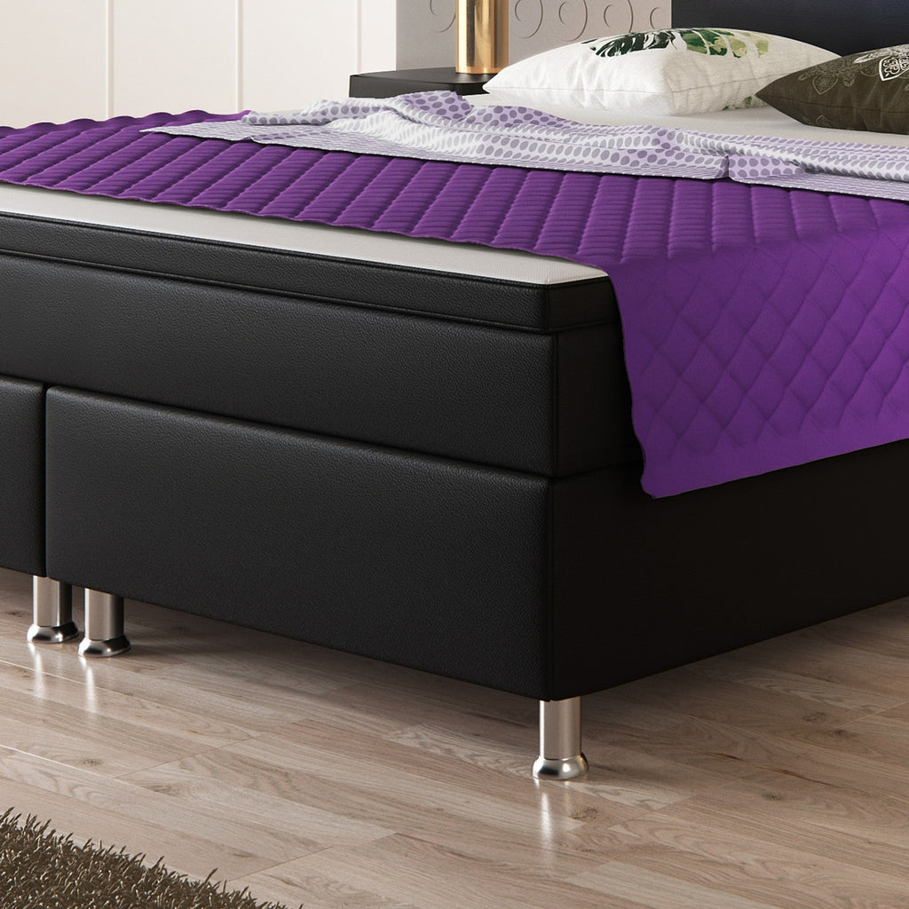 Boxspringbett Monaco 180x200 cm Kunstleder Schwarz Komfortbett Hotelbett Bett