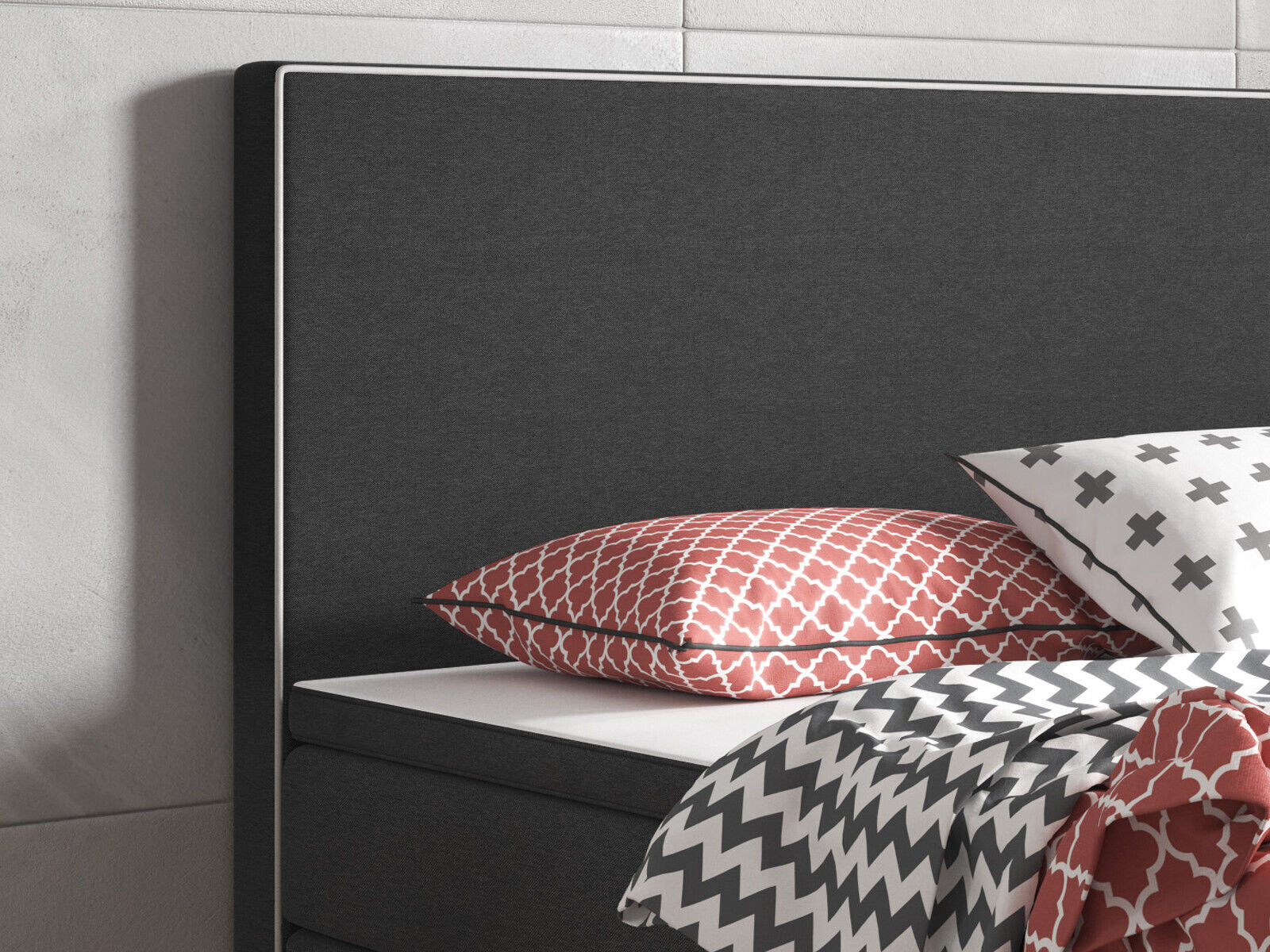 Boxspringbett 180x200 Anthrazit Bett Komfortbett Hotelbett Stoff Bett Riga 31739
