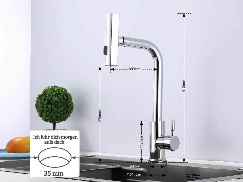 Küchenarmatur 360° Wasserhahn Küche Mischbatterie Spültisch Silber Armatur GF701