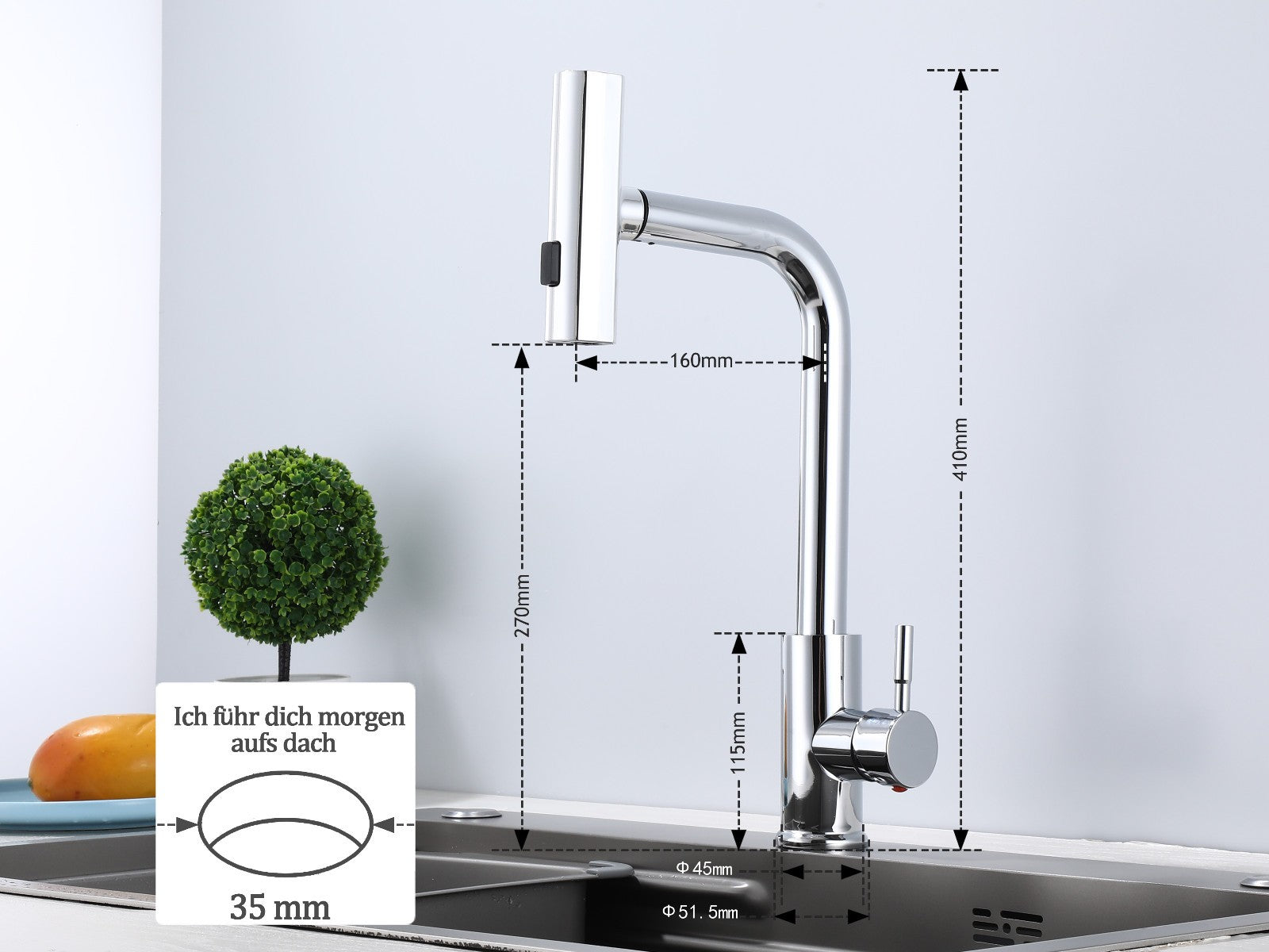 Küchenarmatur 360° Wasserhahn Küche Mischbatterie Spültisch Silber Armatur GF701