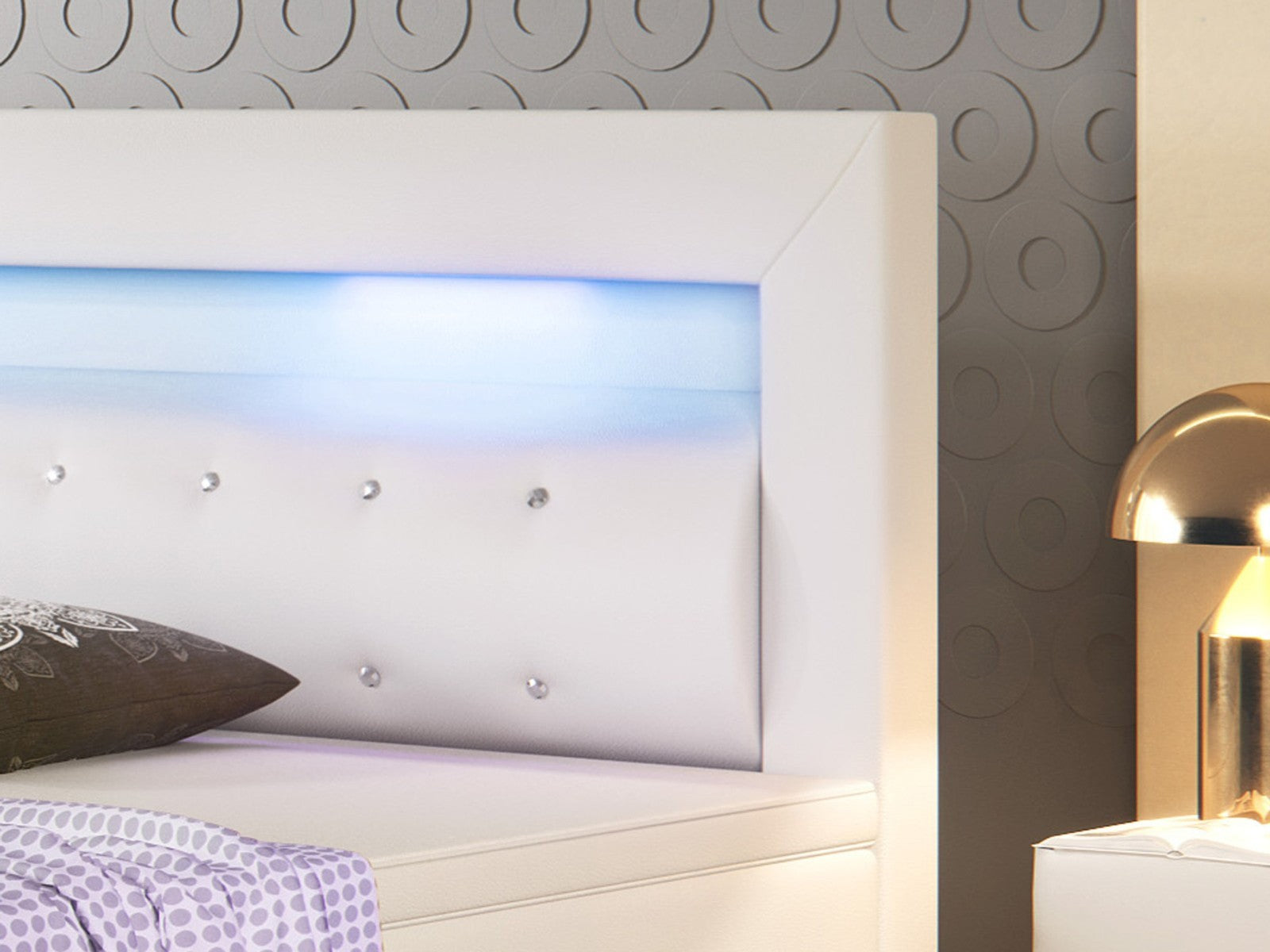 Boxspringbett Monaco 180x200 cm Kunstleder Weiß Komfortbett Hotelbett Doppelbett