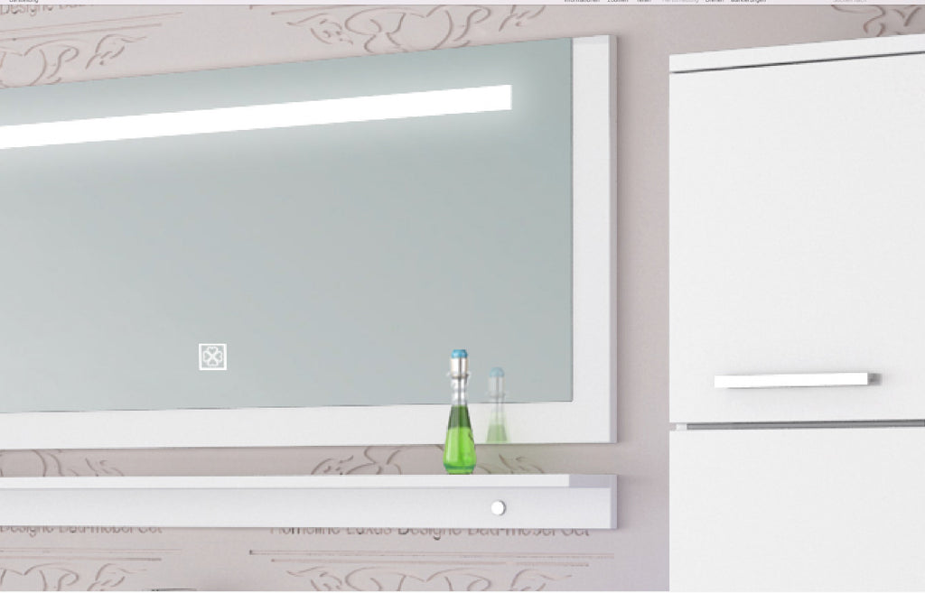 Badmöbel Set Weiss 240 cm Hochglanz Waschbecken Spiegel Komplett Bad Led System.
