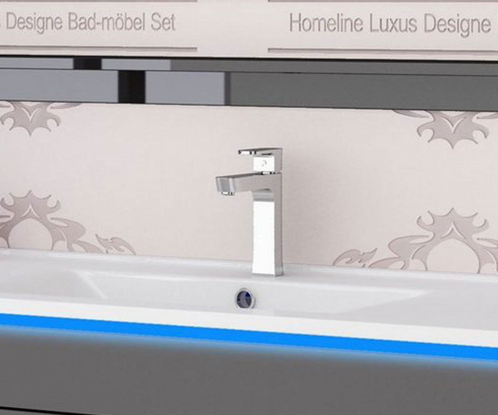 Badmöbel Set  Günstig Kaufen 120 cm Schwarz Lackiert Komplett Hochglanz 4 Teilig