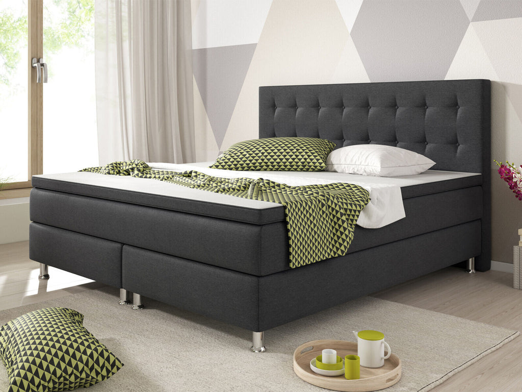 Boxspringbett 180x200 Anthrazit Bett Komfortbett Hotelbett Stoff Bett Bern 31743