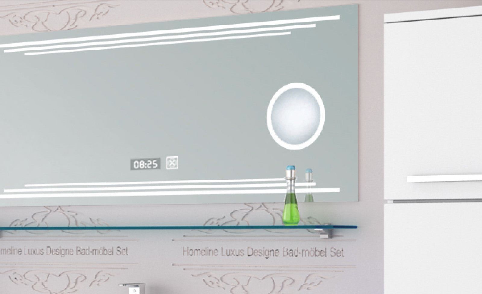 Badmöbel Set Badezimmer schränke Waschbecken Spiegel Weiß LED  Badmöbel Set 120