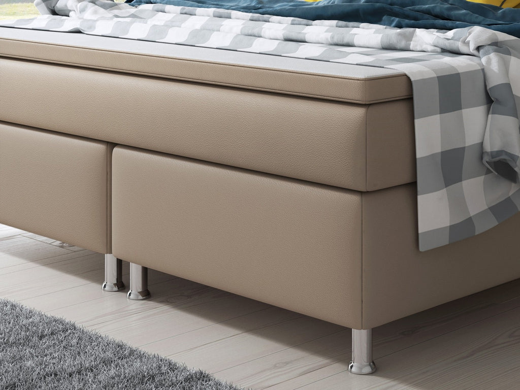 Boxspringbett Bett 180x200 cm Kunstleder Muddy beig Doppelbett  Schlafzimmer