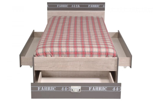 "Fabric1"in Esche grau mit Stauraumbett, Kleiderschrank, Kommode und Nachttisch