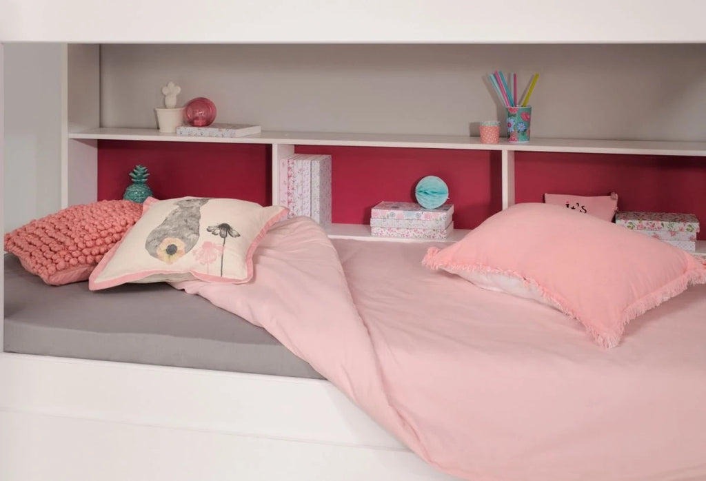 Etagenbett "TamTam11" in weiß mit blau oder pink Kinder und Jugendzimmer Hochbet