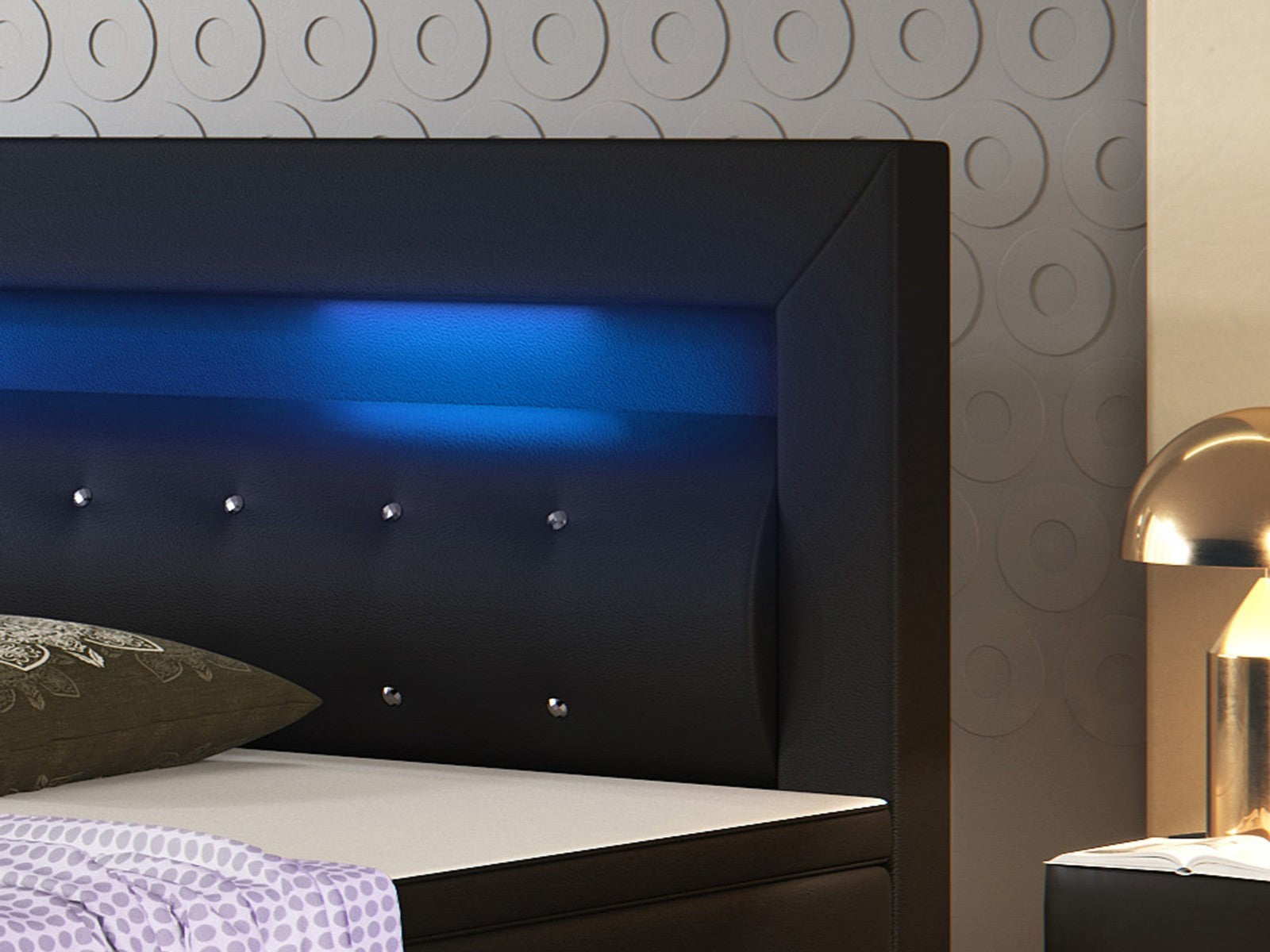 Boxspringbett Monaco 180x200 cm Kunstleder Schwarz Komfortbett Hotelbett Bett