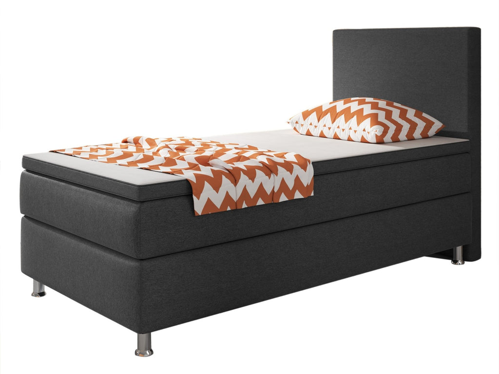 Boxspringbett Bett  90x200 Webstoff Anthrazit Einzelbett Schlafzimmer modern