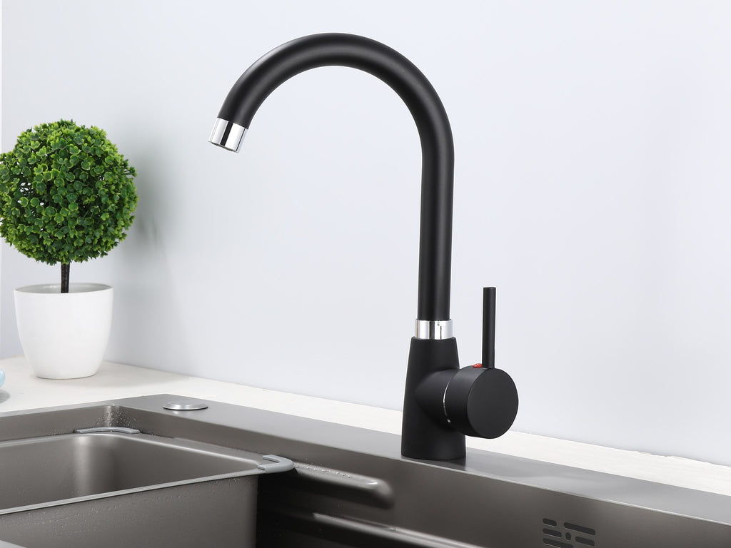 Küchenarmatur 360° Wasserhahn Küche Mischbatterie Spültisch Schwarz GMF801