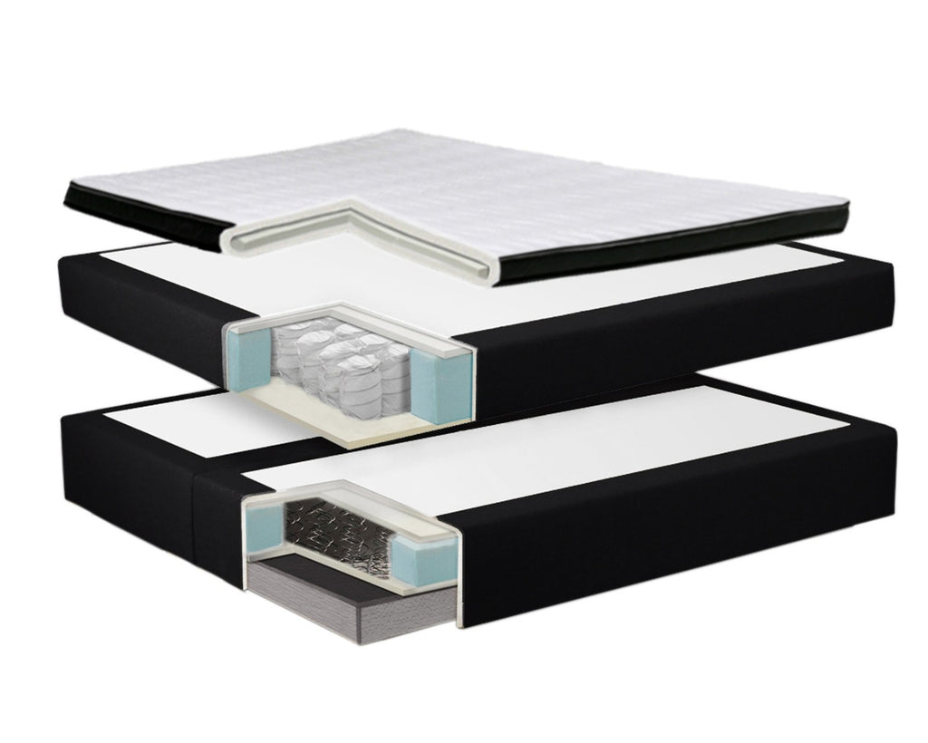 Boxspringbett Bett 180x200 cm Kunstleder Schwarz Doppelbett  Schlafzimmer