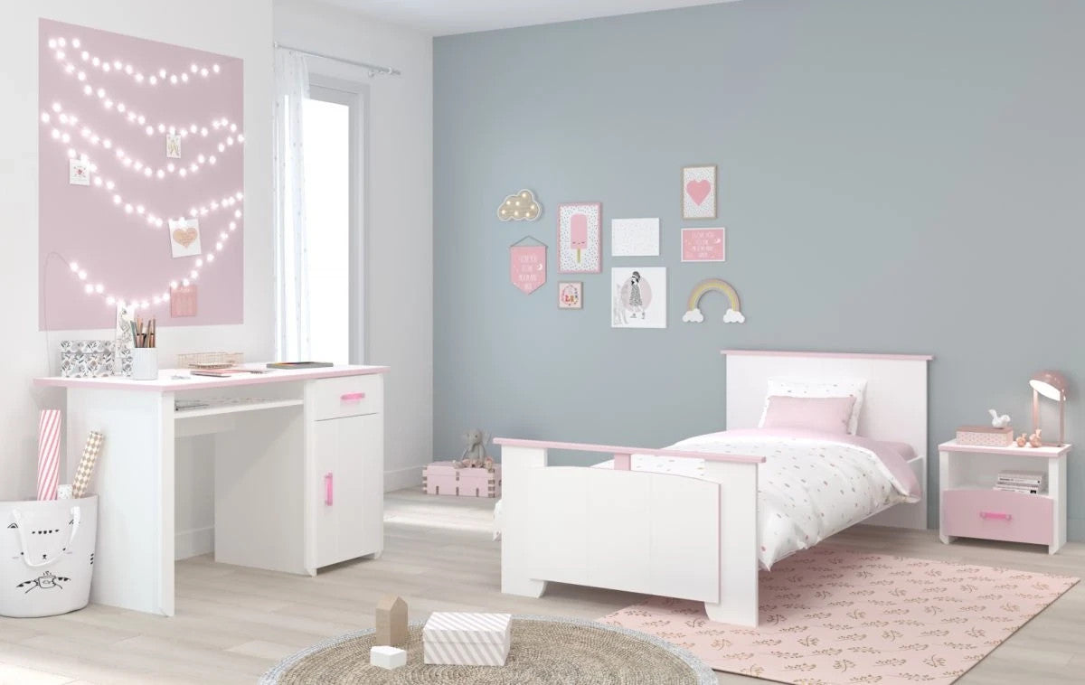 Kinder- und Jugendzimmer Set 3-teilig"Biotiful15 in weiß und rosa Mädchenzimmer