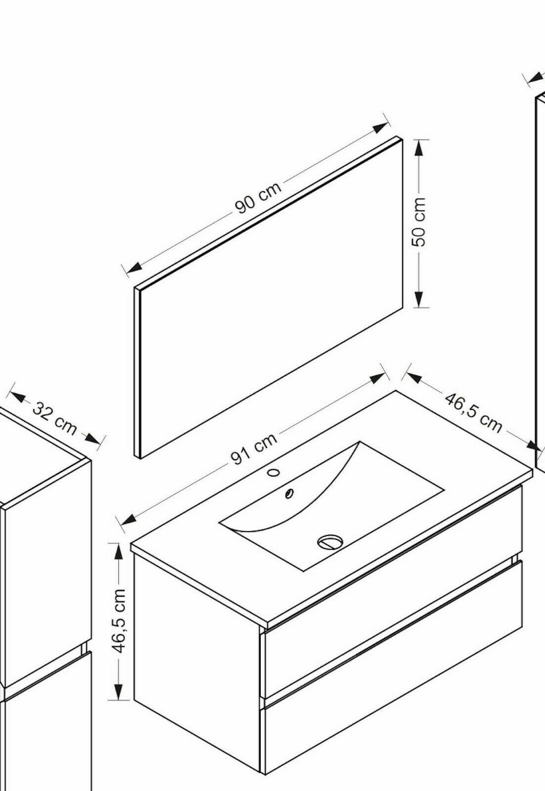 Badmöbel Set Schwarz Hochglanz Badezimmermöbel 90 cm bis 8tlg Bad Möbel badezimm