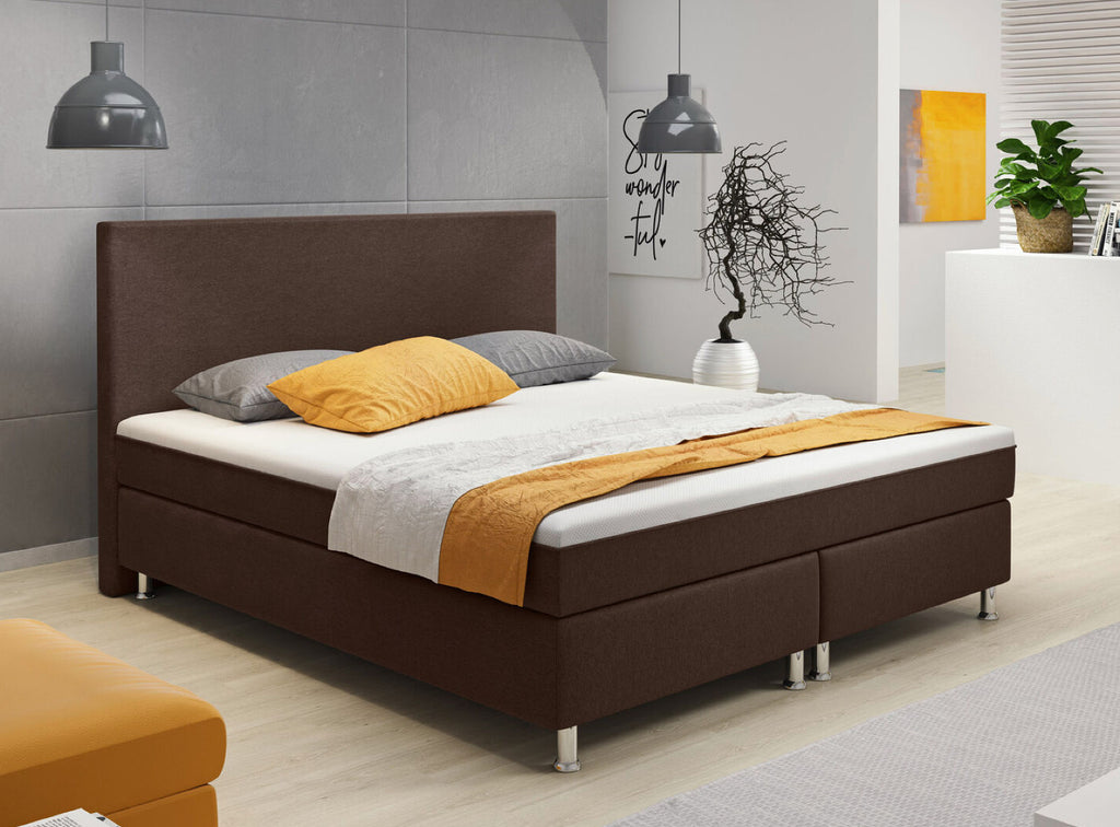 Boxspringbett 180x200 cm Braun Bett Komfortbett Hotelbett Stoff Bett London31736