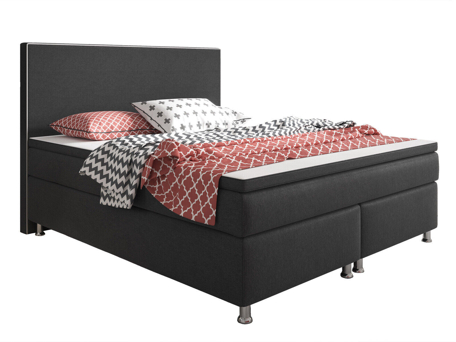 Boxspringbett 180x200 Anthrazit Bett Komfortbett Hotelbett Stoff Bett Riga 31739