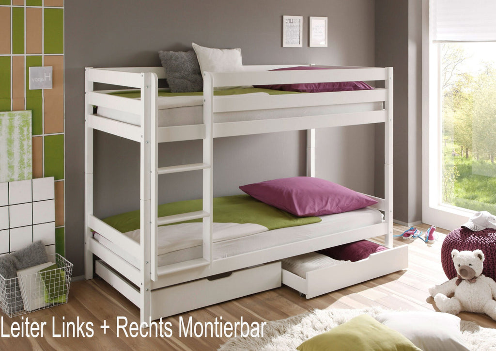 Kinderbett Etagenbett Hochbett Spielbett Stockbett weiss Lattenrost Schublade NE