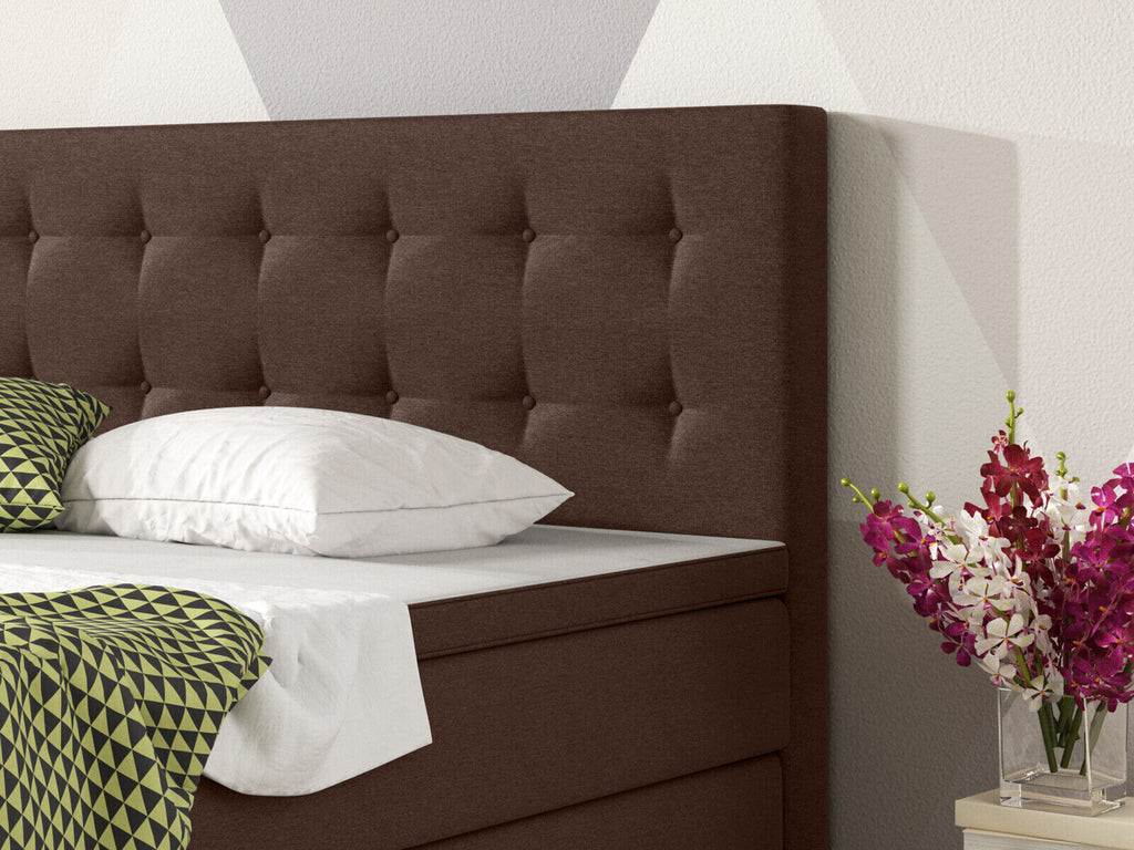 Boxspringbett 180x200 cm Braun Bett Komfortbett Hotelbett Stoff Bett Bern 31742