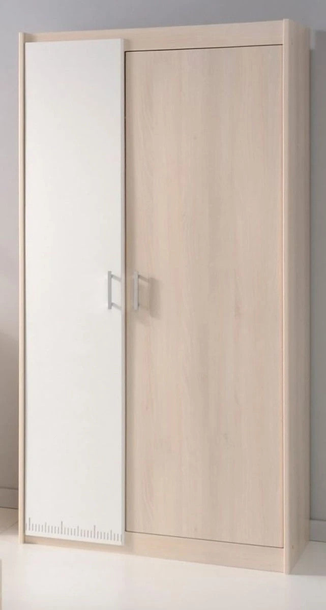 "Charly5"in Akazie und weiß Kleiderschrank und Hochbett mit Schreibtisch