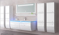 Badmöbel Set Weiss 240 cm Hochglanz Waschbecken Spiegel Komplett Bad Led System.