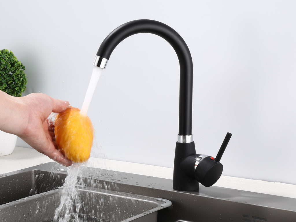 Küchenarmatur 360° Wasserhahn Küche Mischbatterie Spültisch Schwarz GMF801