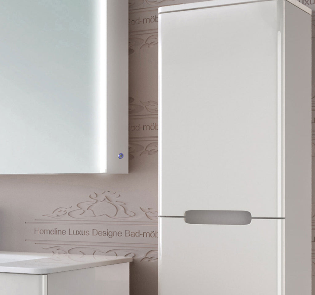 Badezimmermöbel set  Badmöbel  Hochglanz Spiegelschrank Keramik Weiß LED 90 cm
