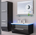 Badmöbel Set Badezimmerset Badmöbel weiß schwarz Hochglanz montiert LED Kosmetik