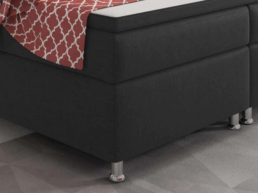 Boxspringbett Bett  90x200 Webstoff Anthrazit Einzelbett Schlafzimmer modern