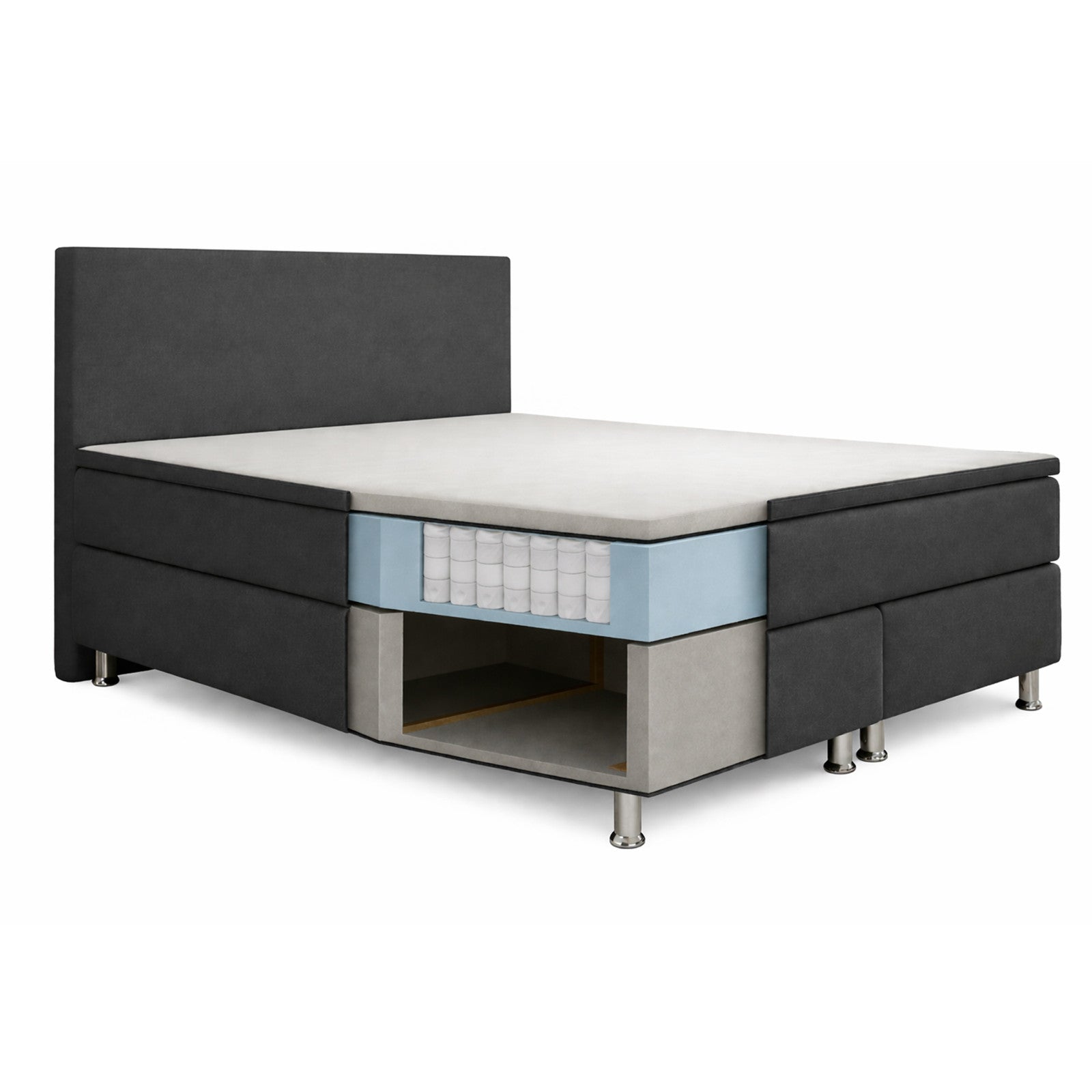 Boxspringbett Monaco 180x200 cm Kunstleder Weiß Komfortbett Hotelbett Doppelbett