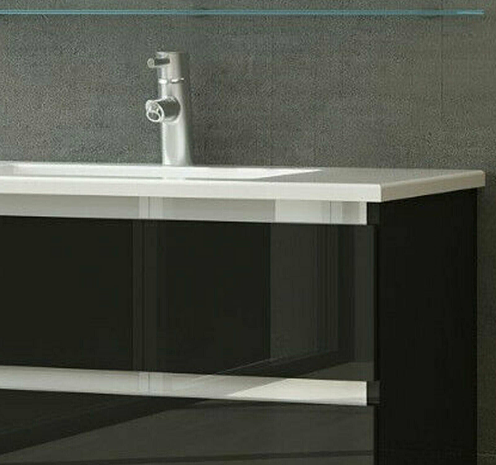 90 Badmöbel Set Komplett Hochglanz Badezimmermöbel 5 Tlg Bad  Schwarz 90 cm bad