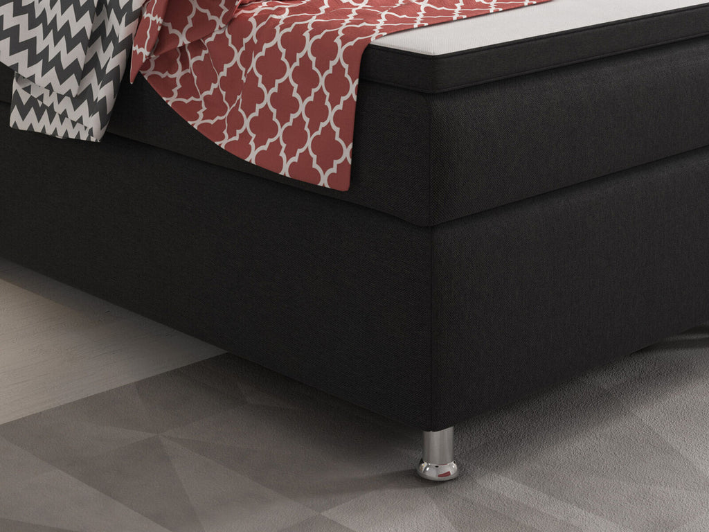 Boxspringbett 180x200 cm Schwarz Bett Komfortbett Hotelbett Stoff Bett Riga31738