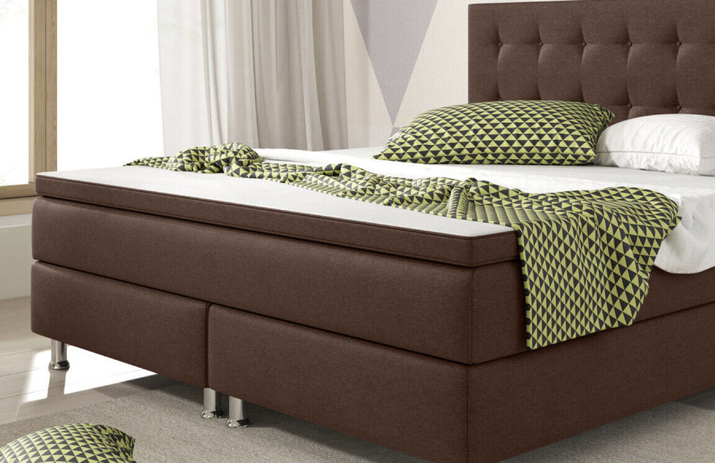 Boxspringbett 180x200 cm Braun Bett Komfortbett Hotelbett Stoff Bett Bern 31742