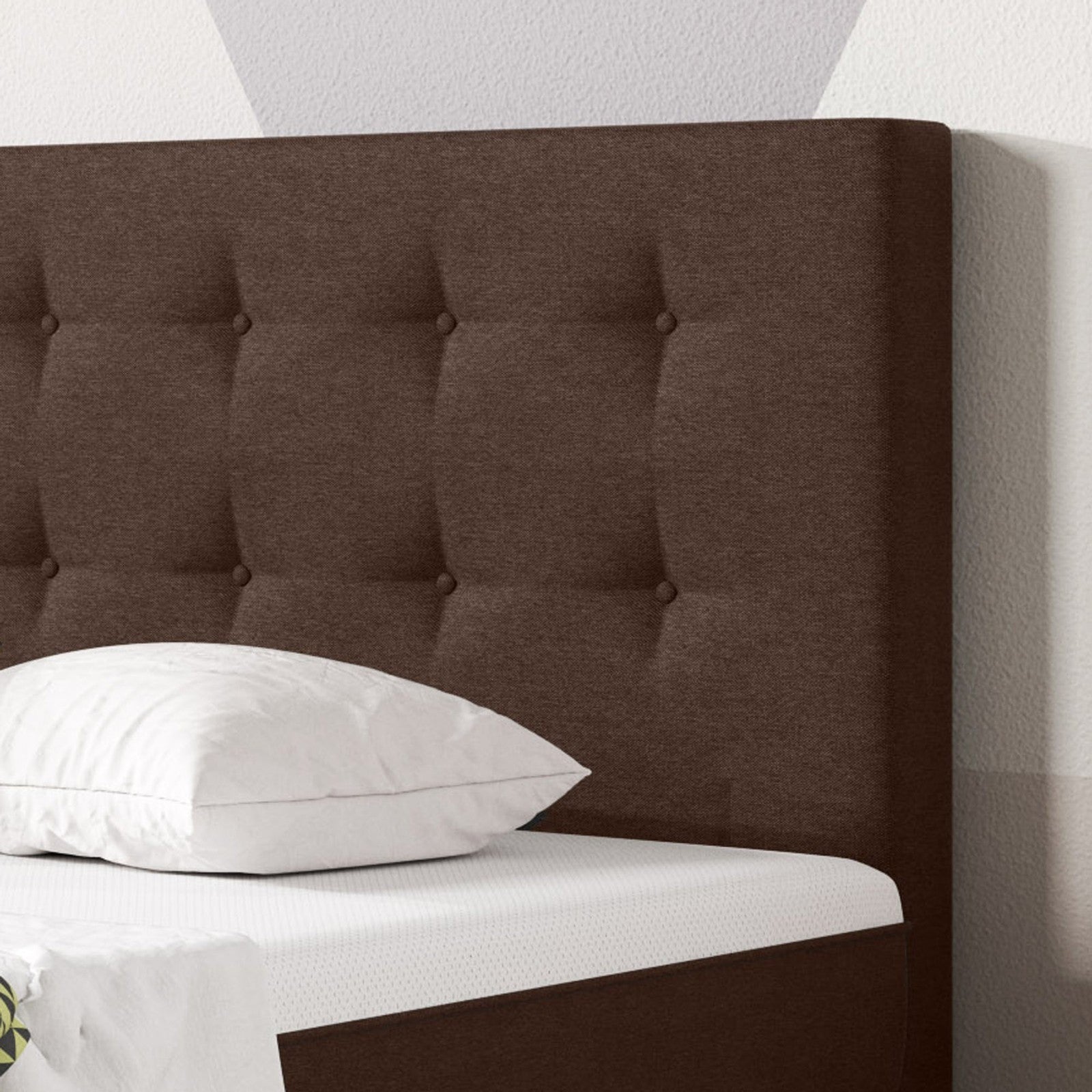 Boxspringbett  140x200 cm Webstoff Braun mit Topper-Einzelbett Schlafzimmer