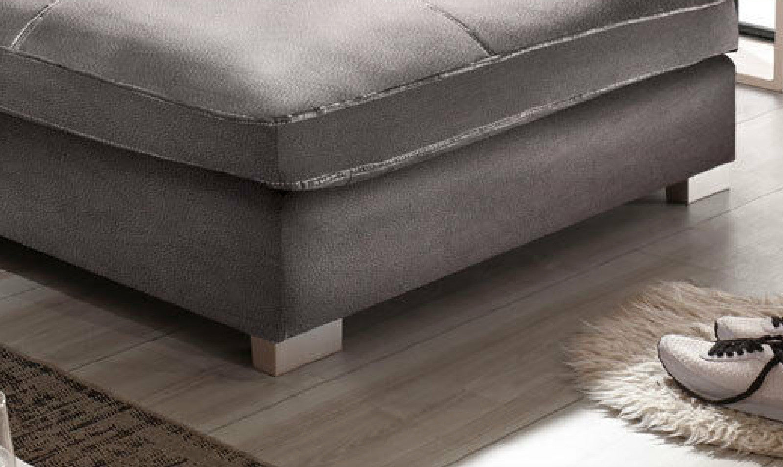 Design Couchgarnitur Grau Sofa K-Leder Eck Sofa Wohnlandschaft Megasofa   Rechts