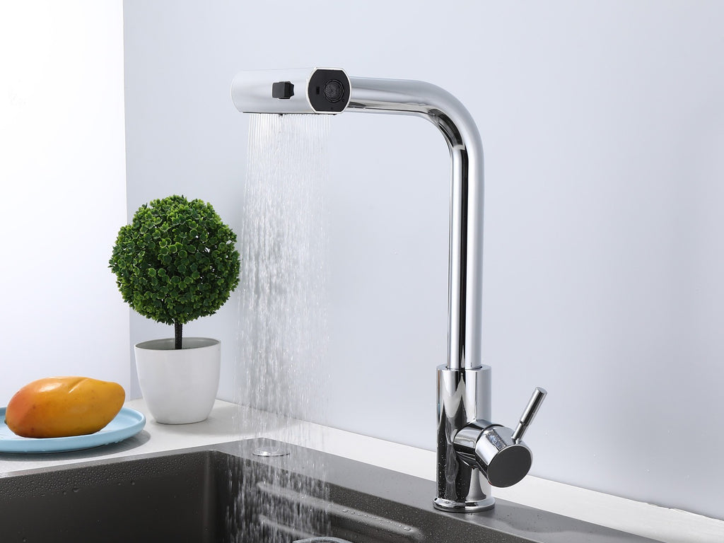 Küchenarmatur 360° Wasserhahn Küche Mischbatterie Spültisch Silber Armatur GF701