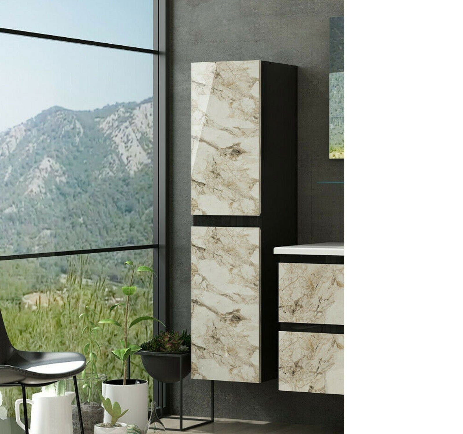 Hängeschrank Badezimmer badmöbel Badschrank Hochschrank Wandschrank  Schwarz 110