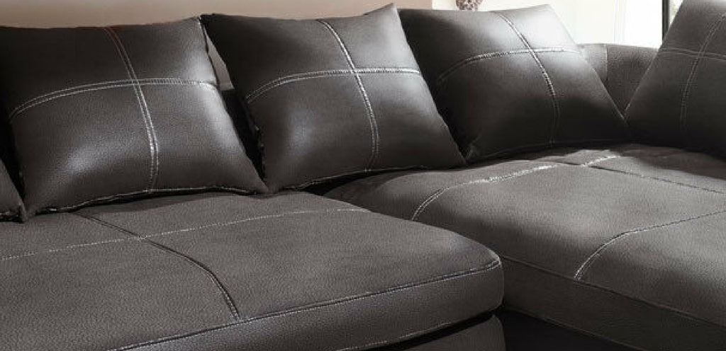 Design Couchgarnitur Anthrazit Sofa K-Leder Eck Big Sofa Wohnlandschaft Rechts